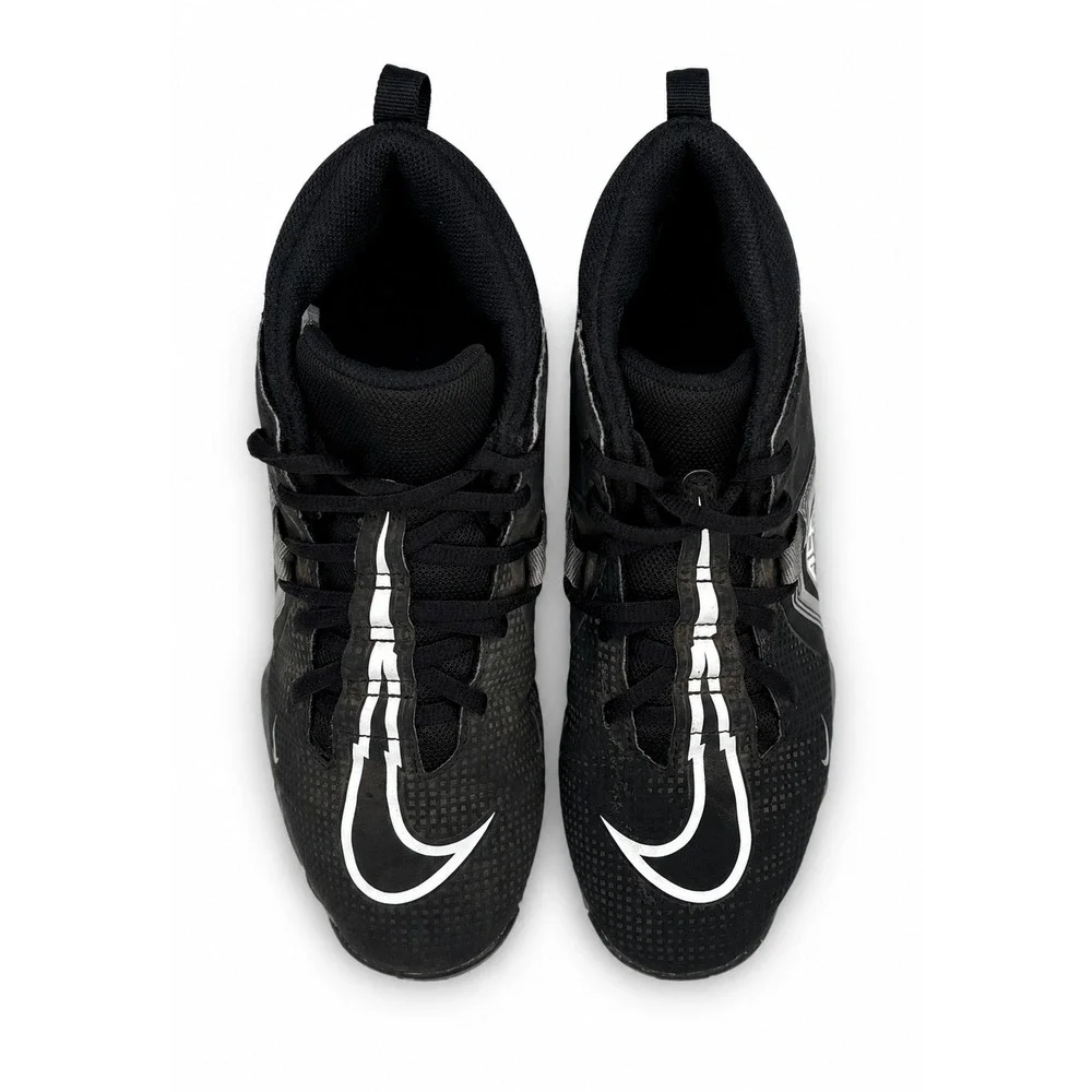 Nike Alpha Menace 3 Shark Kid's Size 5.5 Platinum Black Athletic Football Cleats